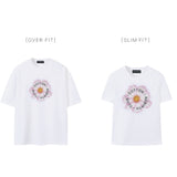 ピンクフラワーアートワークTシャツ (2color)