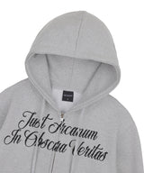 レタリング刺繍フーディージップアップ - グレー