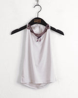 Leve Vintage Lace Ribbon Point Halter Strap Tank Top