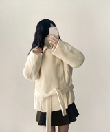 ポニーシックベルトダブルハイネックコート