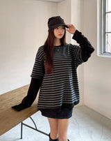 オドストライプレイヤードTシャツ