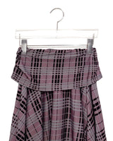 Helena Check Flare Folding Midi Skirt