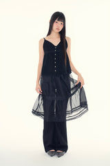 Pure shirring sleeveless blouse