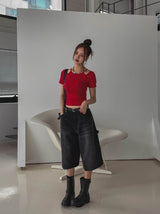 Sonya Whole Slit Layered Short Sleeve T-shirt