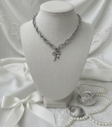 [イ・ヨンジ Necklace] バレエリボン ステンレス チェーン チョーカーネックレス