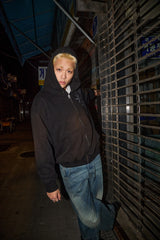 STARRYNIGHT WASHING FUR HOOD ZIP UP BLACK