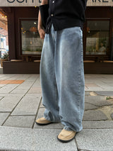 バックカットバルーンデニムパンツ