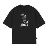 HOLY FLOWER BUTTERFLY OVER FIT SHORT-SLEEVED T-SHIRT_BLACK