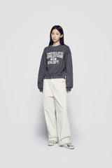 24FW オールドスクールクラックプリンティングクロップナッピングズリースウェットシャツチャコール