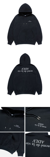 24FW アップサイドダウンロゴナッピングズリーフーディーブラック