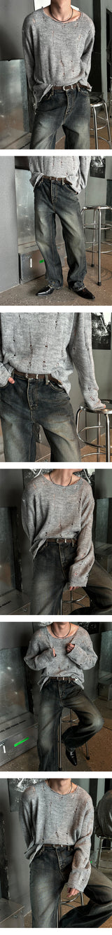 [F/W] Deep blue curve denim pants