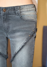 dia stud boots cut denim pt - grey