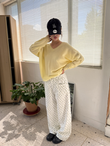 Vネック ルーズ ニット トップ