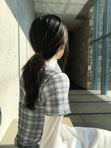Check See-Through Layered Tee (2c)