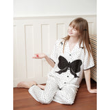 Black and white polka dot printed pajamas｜Suitable for all seasons