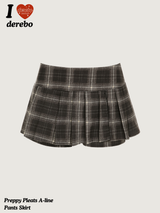 Preppy Pleats A-line Pants Skirt