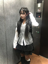 レムン ボタン ケーブルニット ショートスリーブ カーディガン