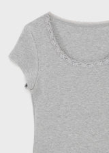 [MADE] Cozetti Lace U-Neck Short Sleeve Top