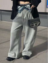 デニムレイヤードスウェットパンツ(2color)
