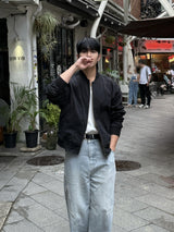 Cut line reverse denim pants