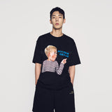 24FW フィンガーポインティングレタリングベビーフェイス半袖Tシャツ ブラック