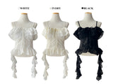 Lace Frill Two-Way Built-In Bra Sleeveless Top