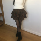 Baen Leopard print frill mini skirt