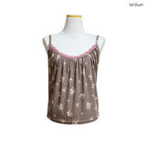 (2color) Ditsy Flower Lace Shirring Sleeveless Top