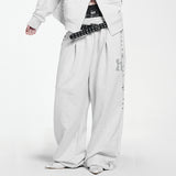 Simple One Tuck String Pants_WHITE MELANGE