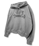 Gothic Cross Arch Lettering Hoodie_Gray