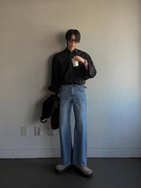 ASCLO クラシックスラブセミフレアデニムパンツ (2color)