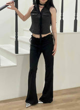 Angel frill ribbon wide pants
