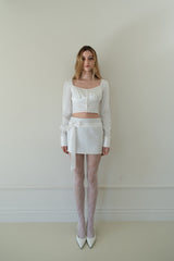 [Seow] Glow Tweed Ribbon Mini Skirt