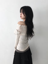 リボンドレープTシャツ