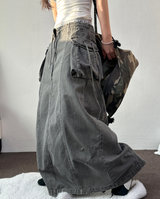 HIP PIGMENT CARGO WASHING LONG SKIRT 🩶🤍2color