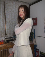 (2color) Tone-on-Tone Button Pintuck Flare Skirt