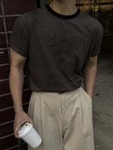Stripe colourway cropped short-sleeved t-shirt