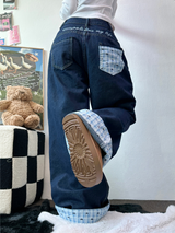 RIBBON🎀WIDE RIBBON ROLL-UP DENIM PANTS 🩵🎀
