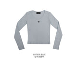 ステッチUネック長袖Tシャツ