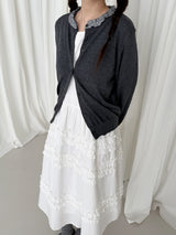 check frill cardigan 