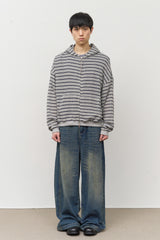 Stone Striped Zip Hoodie