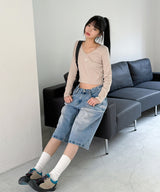 STITCH V NECK LONG SLEEVE T-SHIRT [4color]