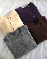 Dean Two-button round-neck Wool  cardigan