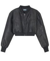 Crop Leather Bomber Jumper