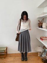 Zaina Tencel U-Neck See-through Flower Layered Long Sleeve Tee