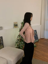 Rozy Babydoll Flare Ribbed Long Sleeve Tee