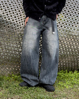 Phil Cat-Washing Crack Wide Denim