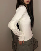 Mute U-Neck Pocket Long Sleeve T-Shirt