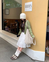 [ORIGINAL] Pudding Frill Angora Knit Cardigan