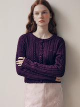 SKASHI CABLE KNIT CARDIGAN BURGUNDY